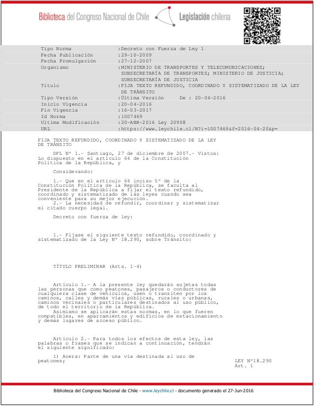 ley 18290 actualizada